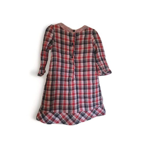 Our Generation Red Blue Plaid Dress W/ Bow Girls Size 5 Lined Long Sleeve Pretty - Picture 3 of 12